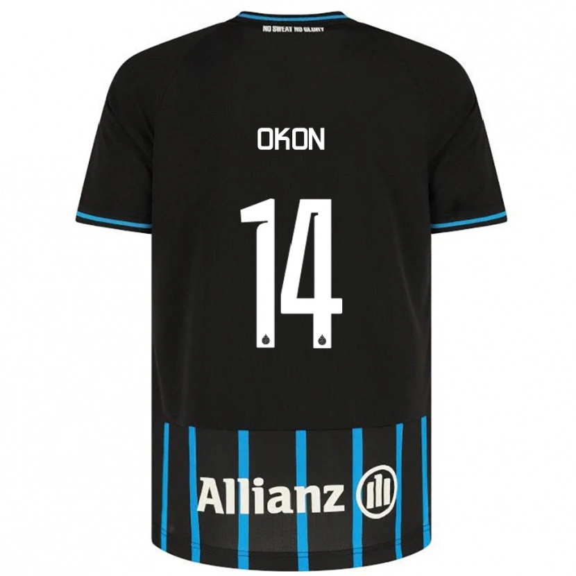 Danxen Kvinder Gianluca Okon #14 Sort Blå Hjemmebane Spillertrøjer 2025/26 Trøje T-Shirt