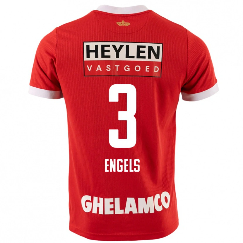 Danxen Kvinder Björn Engels #3 Rød Hvid Hjemmebane Spillertrøjer 2025/26 Trøje T-Shirt