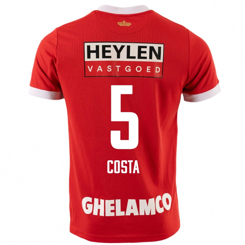 Danxen Kvinder Ayrton Costa #5 Rød Hvid Hjemmebane Spillertrøjer 2025/26 Trøje T-Shirt