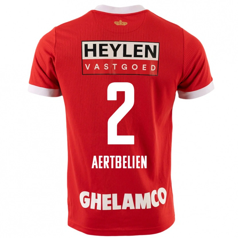 Danxen Kvinder Lukas Aertbeliën #2 Rød Hvid Hjemmebane Spillertrøjer 2025/26 Trøje T-Shirt