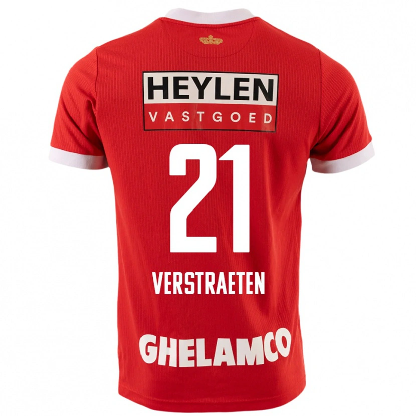 Danxen Kvinder Andreas Verstraeten #21 Rød Hvid Hjemmebane Spillertrøjer 2025/26 Trøje T-Shirt
