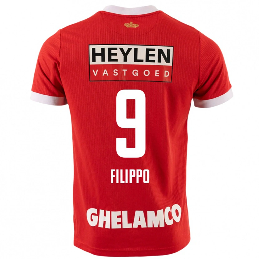 Danxen Kvinder Niels Filippo #9 Rød Hvid Hjemmebane Spillertrøjer 2025/26 Trøje T-Shirt