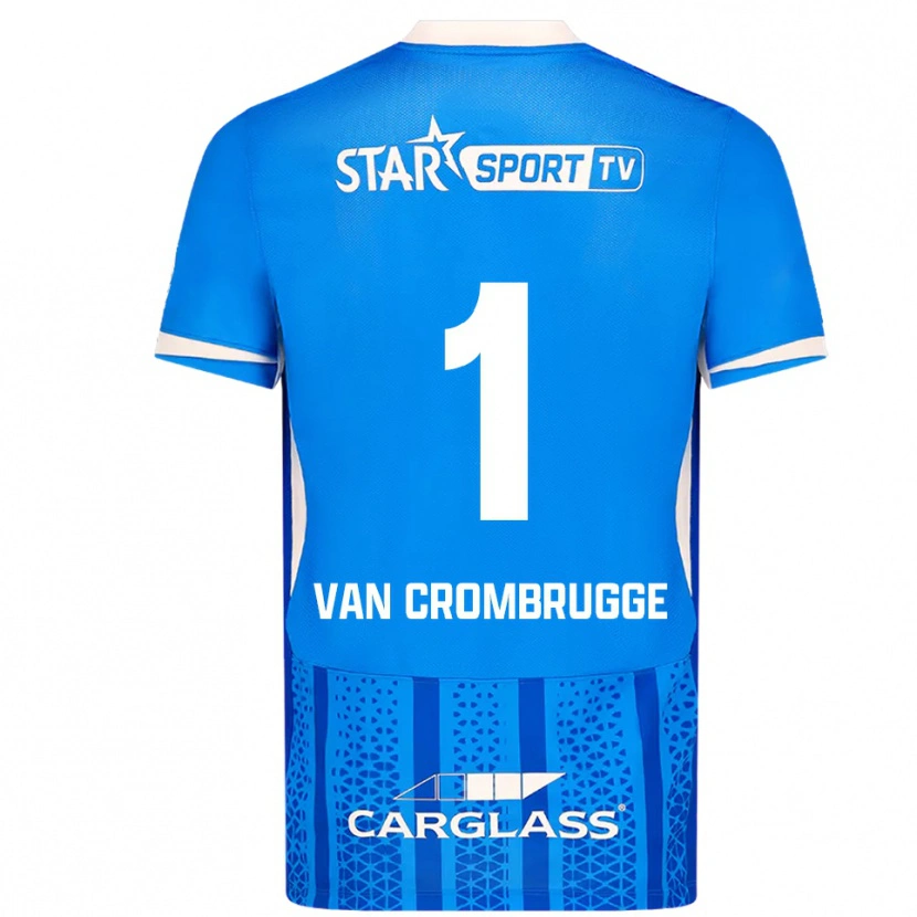 Danxen Kvinder Hendrik Van Crombrugge #1 Blå Hvid Hjemmebane Spillertrøjer 2025/26 Trøje T-Shirt