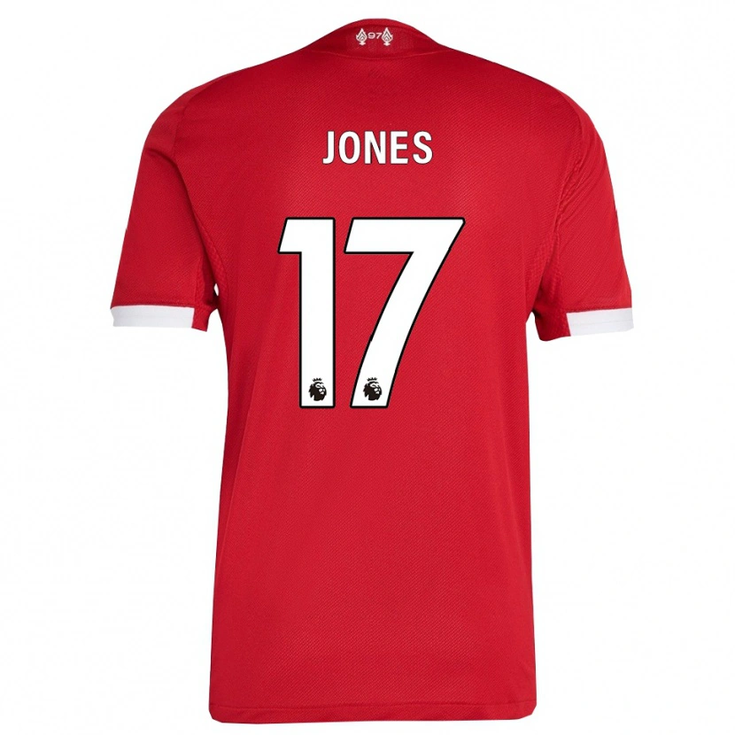 Danxen Kvinder Curtis Jones #17 Rød Hvid Hjemmebane Spillertrøjer 2025/26 Trøje T-Shirt