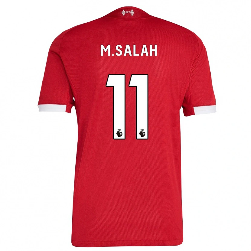 Danxen Kvinder Mohamed Salah #11 Rød Hvid Hjemmebane Spillertrøjer 2025/26 Trøje T-Shirt