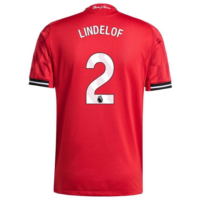 Danxen Kvinder Victor Lindelof #2 Rød Sort Hvid Hjemmebane Spillertrøjer 2025/26 Trøje T-Shirt