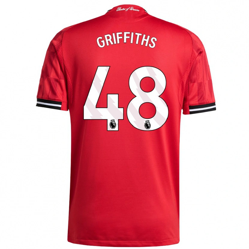 Danxen Kvinder Mared Griffiths #48 Rød Sort Hvid Hjemmebane Spillertrøjer 2025/26 Trøje T-Shirt