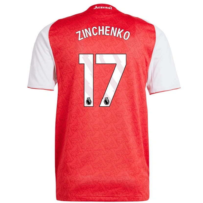 Danxen Kvinder Oleksandr Zinchenko #17 Rød Hvid Hjemmebane Spillertrøjer 2025/26 Trøje T-Shirt