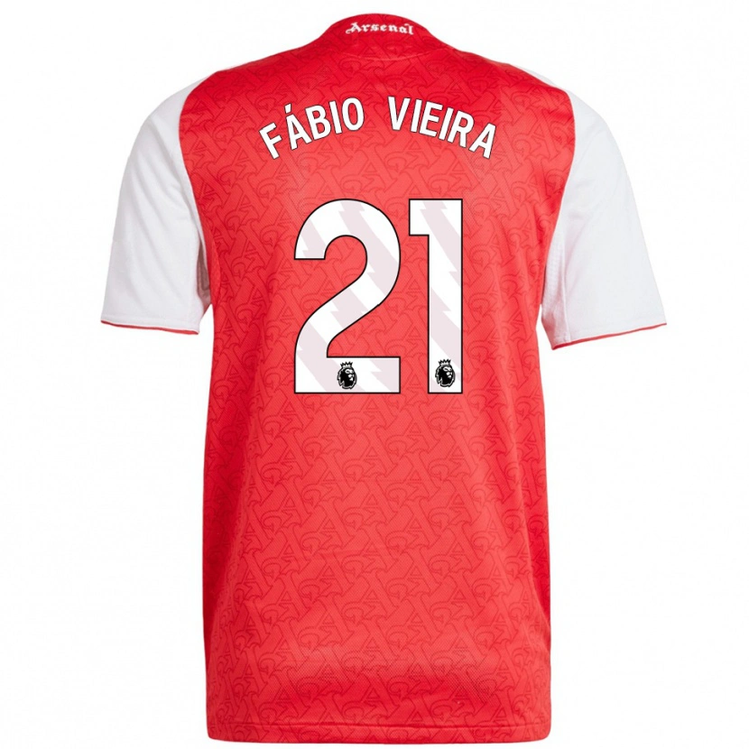 Danxen Kvinder Fábio Vieira #21 Rød Hvid Hjemmebane Spillertrøjer 2025/26 Trøje T-Shirt