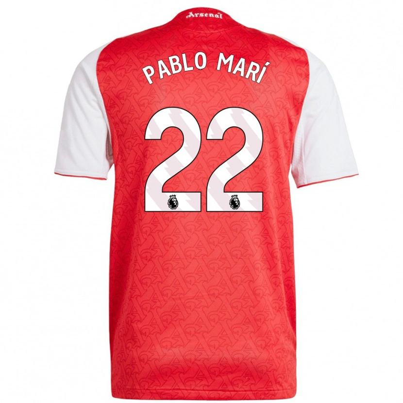 Danxen Kvinder Pablo Mari #22 Rød Hvid Hjemmebane Spillertrøjer 2025/26 Trøje T-Shirt