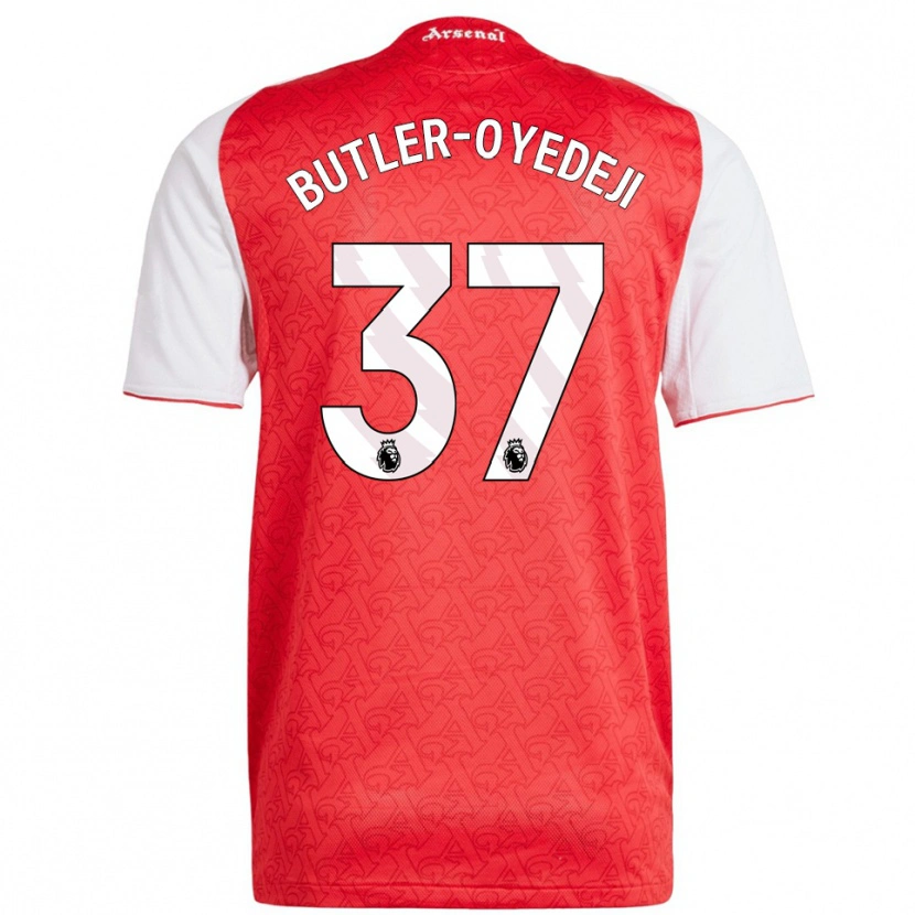 Danxen Kvinder Nathan Butler-Oyedeji #37 Rød Hvid Hjemmebane Spillertrøjer 2025/26 Trøje T-Shirt
