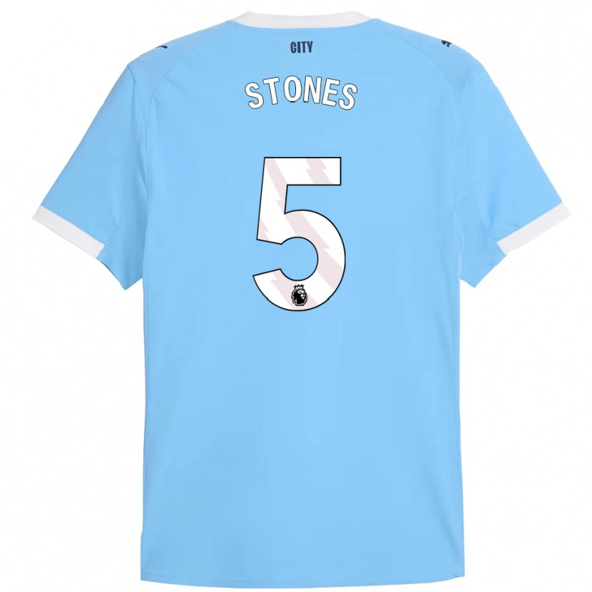 Danxen Kvinder John Stones #5 Himmelblå Hvid Hjemmebane Spillertrøjer 2025/26 Trøje T-Shirt