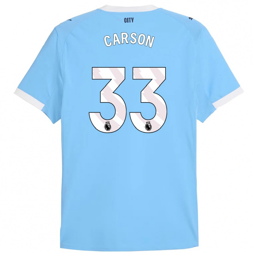 Danxen Kvinder Scott Carson #33 Himmelblå Hvid Hjemmebane Spillertrøjer 2025/26 Trøje T-Shirt