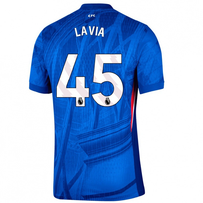 Danxen Kvinder Roméo Lavia #45 Blå Hvid Hjemmebane Spillertrøjer 2025/26 Trøje T-Shirt