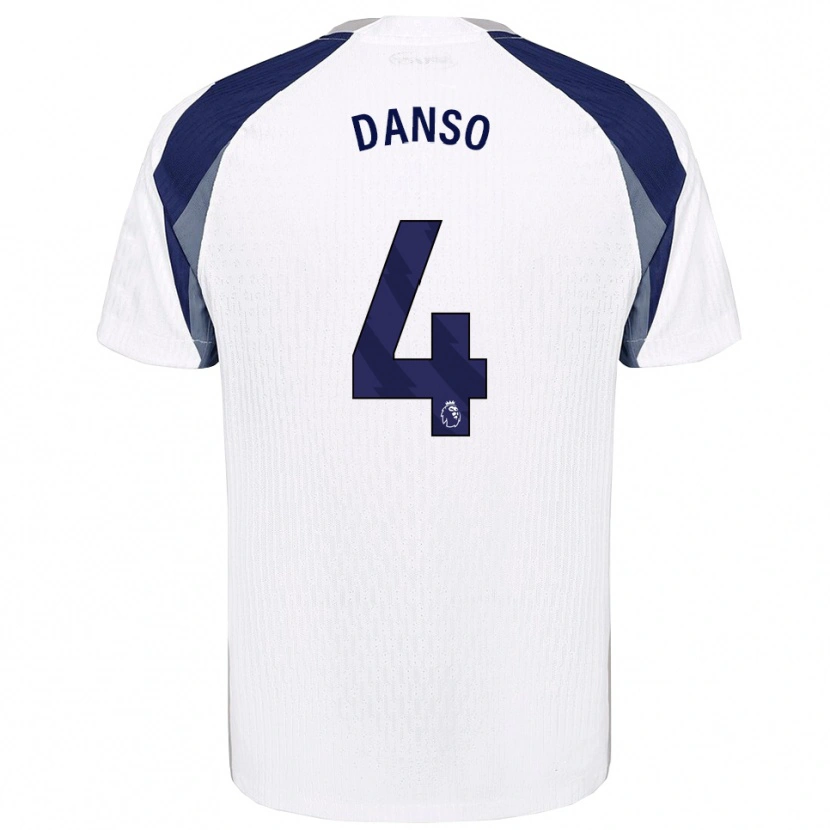 Danxen Kvinder Kevin Danso #4 Hvid Navy Hjemmebane Spillertrøjer 2025/26 Trøje T-Shirt
