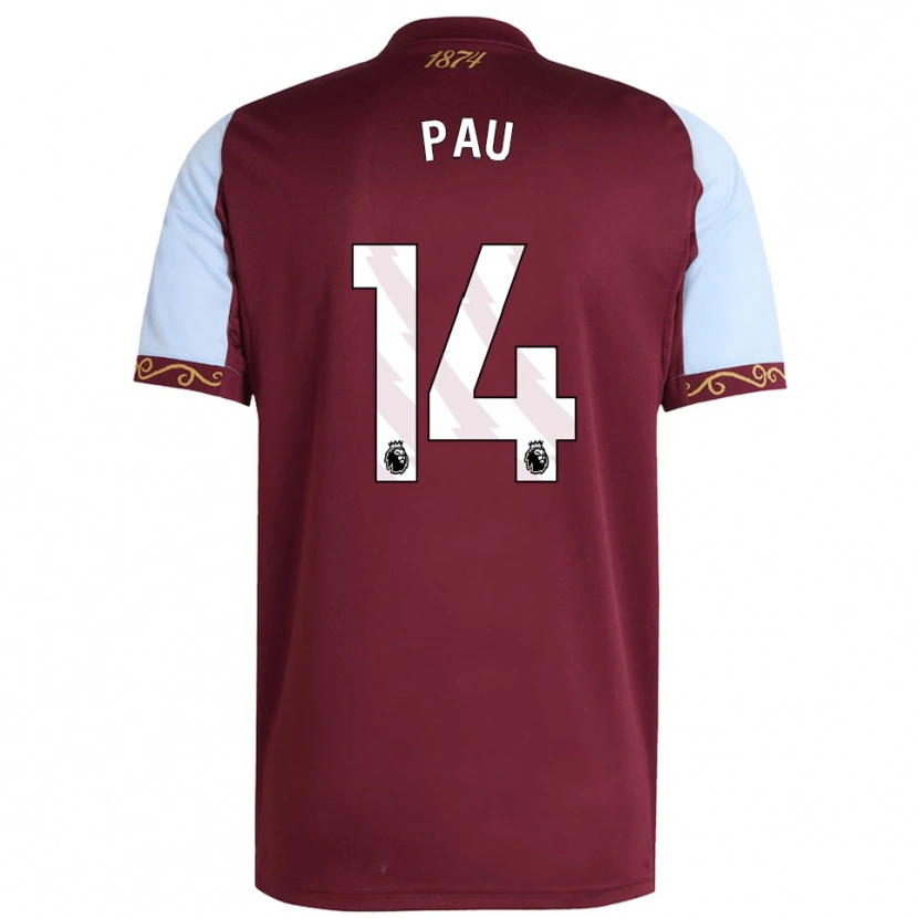 Danxen Kvinder Pau Torres #14 Bourgogne Himmelblå Hjemmebane Spillertrøjer 2025/26 Trøje T-Shirt