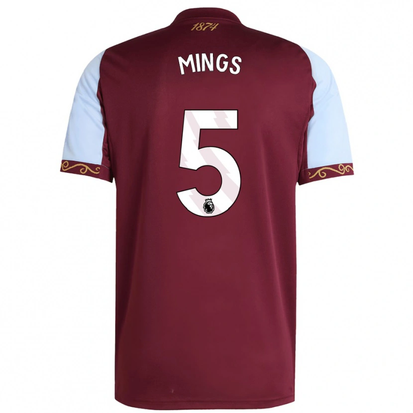 Danxen Kvinder Tyrone Mings #5 Bourgogne Himmelblå Hjemmebane Spillertrøjer 2025/26 Trøje T-Shirt