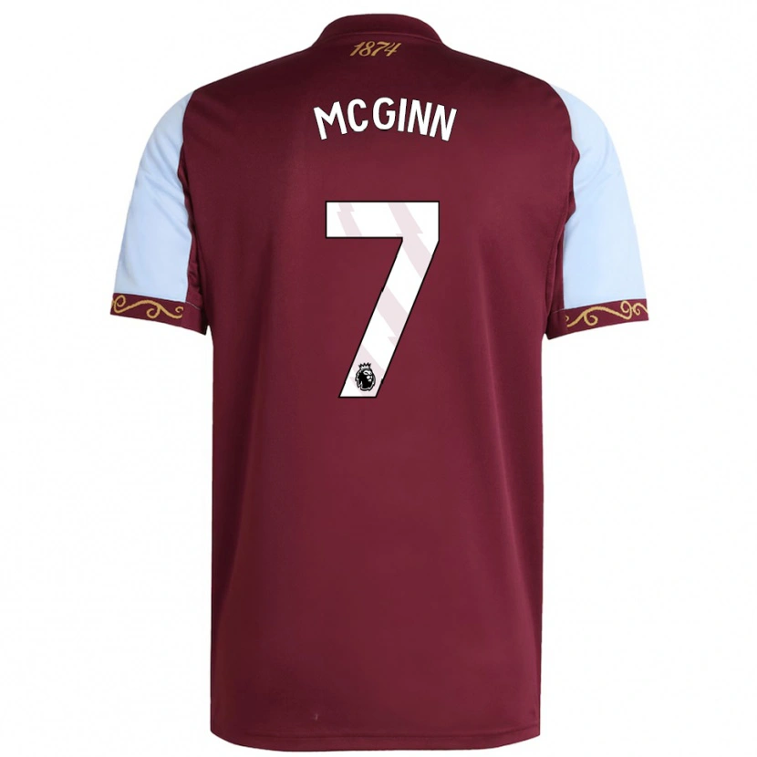 Danxen Kvinder John Mcginn #7 Bourgogne Himmelblå Hjemmebane Spillertrøjer 2025/26 Trøje T-Shirt