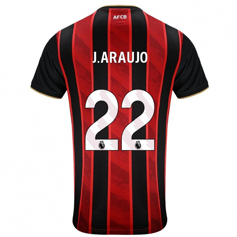 Danxen Kvinder Julián Araujo #22 Rød Sort Hjemmebane Spillertrøjer 2025/26 Trøje T-Shirt