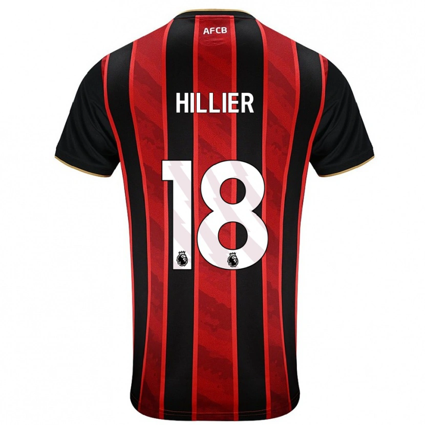 Danxen Kvinder Gemma Hillier #18 Rød Sort Hjemmebane Spillertrøjer 2025/26 Trøje T-Shirt