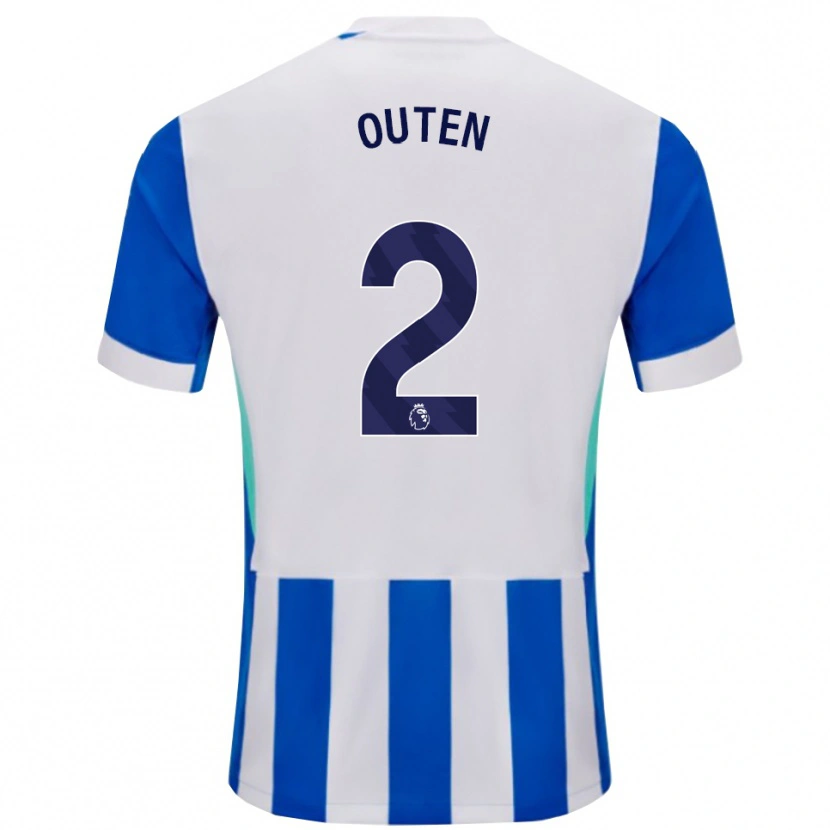 Danxen Kvinder Theo Outen #2 Blå Hvid Hjemmebane Spillertrøjer 2025/26 Trøje T-Shirt
