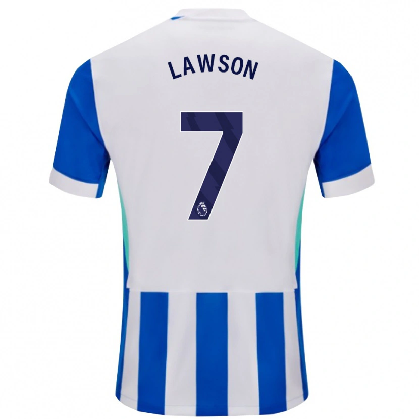 Danxen Kvinder Zebedee Lawson #7 Blå Hvid Hjemmebane Spillertrøjer 2025/26 Trøje T-Shirt