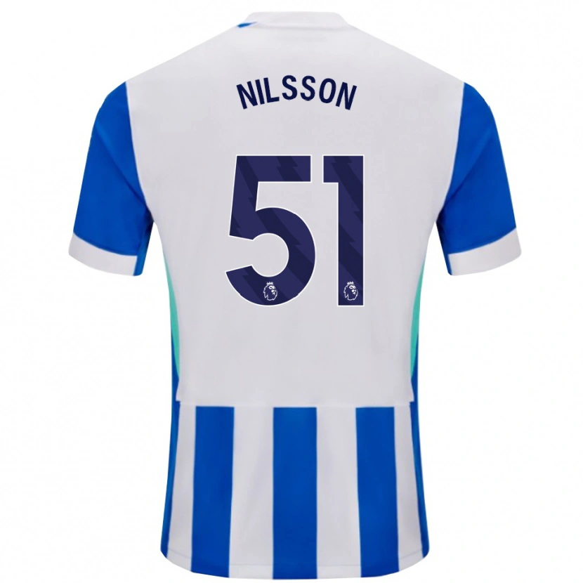 Danxen Kvinder Casper Nilsson #51 Blå Hvid Hjemmebane Spillertrøjer 2025/26 Trøje T-Shirt