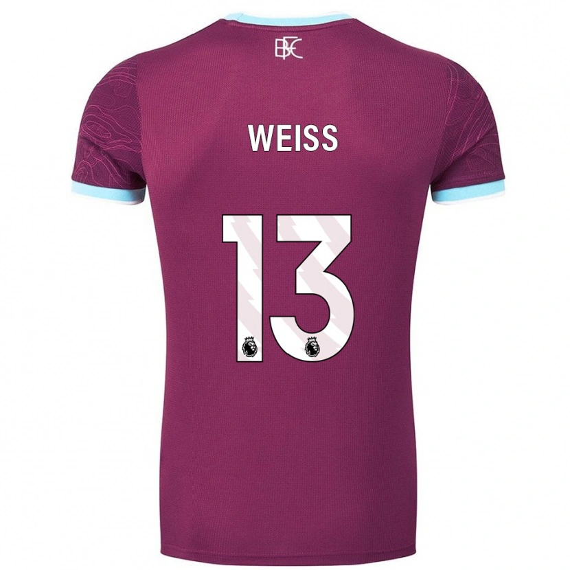 Danxen Kvinder Max Weiß #13 Bourgogne Himmelblå Hjemmebane Spillertrøjer 2025/26 Trøje T-Shirt
