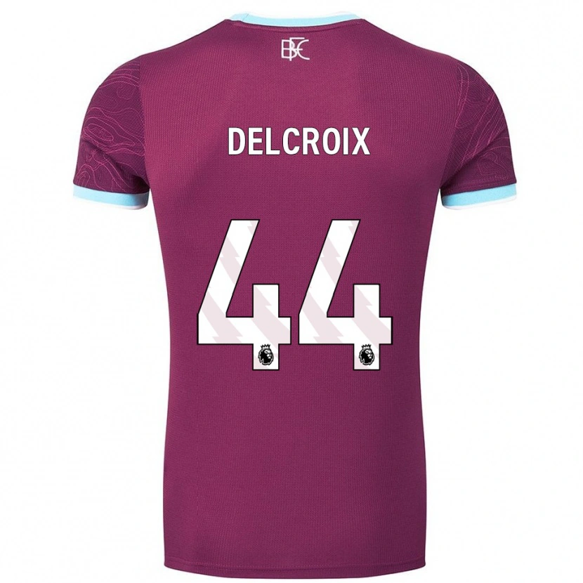 Danxen Kvinder Hannes Delcroix #44 Bourgogne Himmelblå Hjemmebane Spillertrøjer 2025/26 Trøje T-Shirt