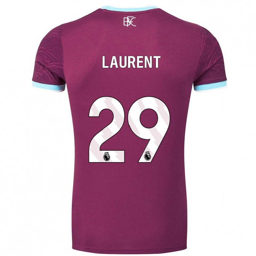 Danxen Kvinder Josh Laurent #29 Bourgogne Himmelblå Hjemmebane Spillertrøjer 2025/26 Trøje T-Shirt