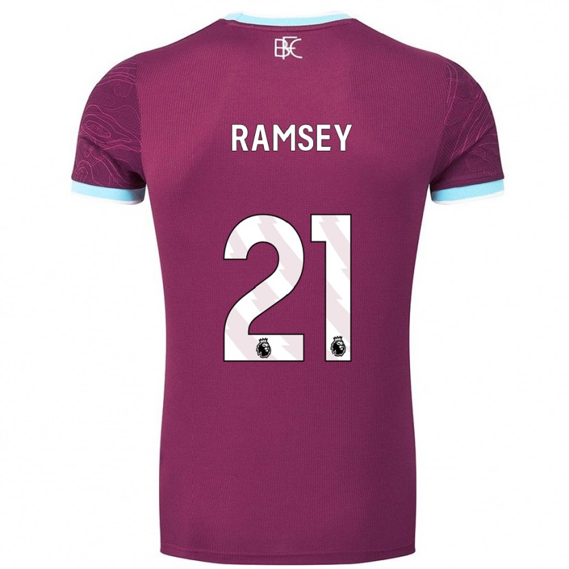 Danxen Kvinder Aaron Ramsey #21 Bourgogne Himmelblå Hjemmebane Spillertrøjer 2025/26 Trøje T-Shirt