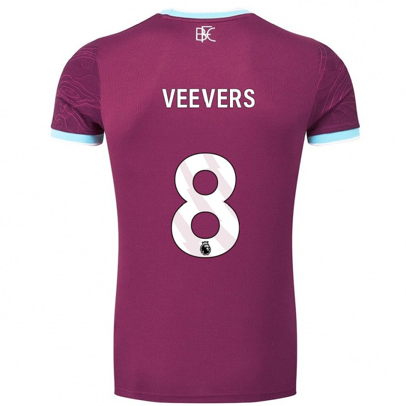 Danxen Kvinder Charlie Veevers #8 Bourgogne Himmelblå Hjemmebane Spillertrøjer 2025/26 Trøje T-Shirt