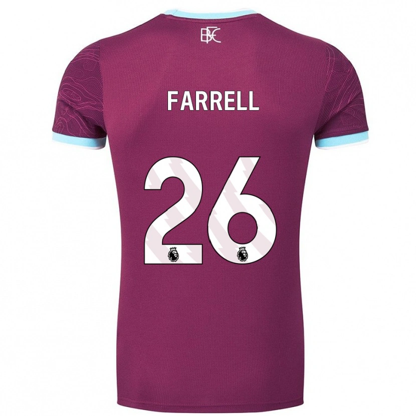 Danxen Kvinder Lucy Farrell #26 Bourgogne Himmelblå Hjemmebane Spillertrøjer 2025/26 Trøje T-Shirt