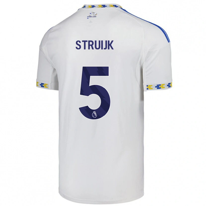 Danxen Kvinder Pascal Struijk #5 Hvid Blå Hjemmebane Spillertrøjer 2025/26 Trøje T-Shirt