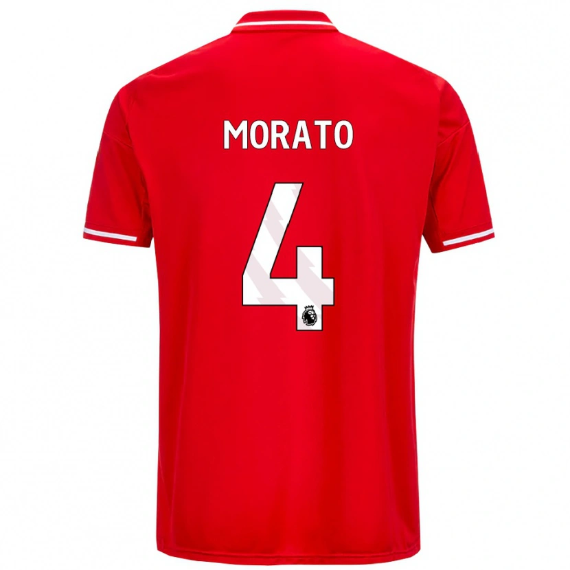 Danxen Kvinder Morato #4 Rød Hvid Hjemmebane Spillertrøjer 2025/26 Trøje T-Shirt