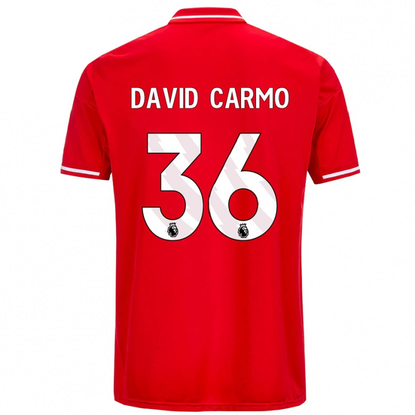 Danxen Kvinder David Carmo #36 Rød Hvid Hjemmebane Spillertrøjer 2025/26 Trøje T-Shirt