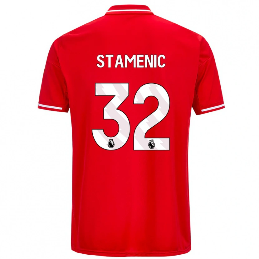 Danxen Kvinder Marko Stamenic #32 Rød Hvid Hjemmebane Spillertrøjer 2025/26 Trøje T-Shirt