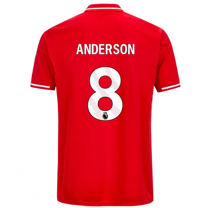 Danxen Kvinder Elliot Anderson #8 Rød Hvid Hjemmebane Spillertrøjer 2025/26 Trøje T-Shirt