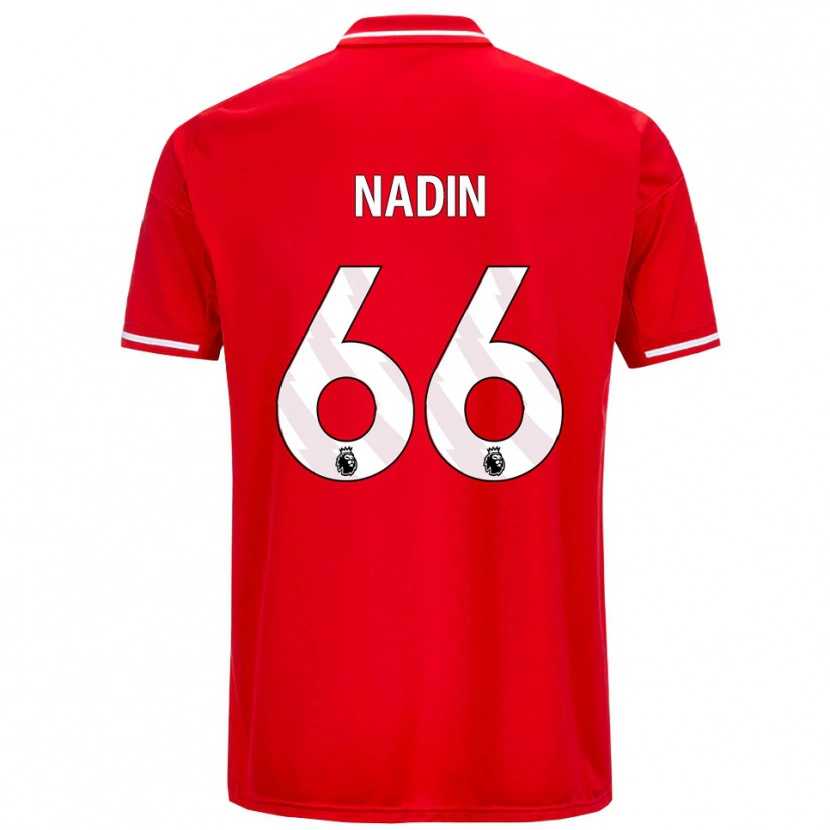 Danxen Kvinder Jack Nadin #66 Rød Hvid Hjemmebane Spillertrøjer 2025/26 Trøje T-Shirt