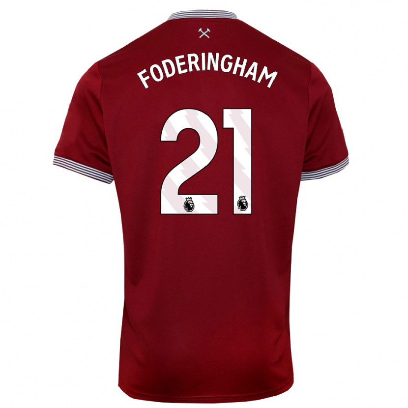 Danxen Kvinder Wes Foderingham #21 Bourgogne Hvid Hjemmebane Spillertrøjer 2025/26 Trøje T-Shirt