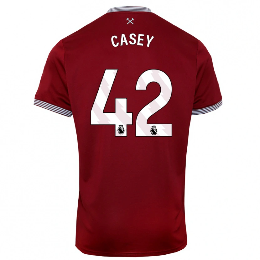 Danxen Kvinder Kaelan Casey #42 Bourgogne Hvid Hjemmebane Spillertrøjer 2025/26 Trøje T-Shirt