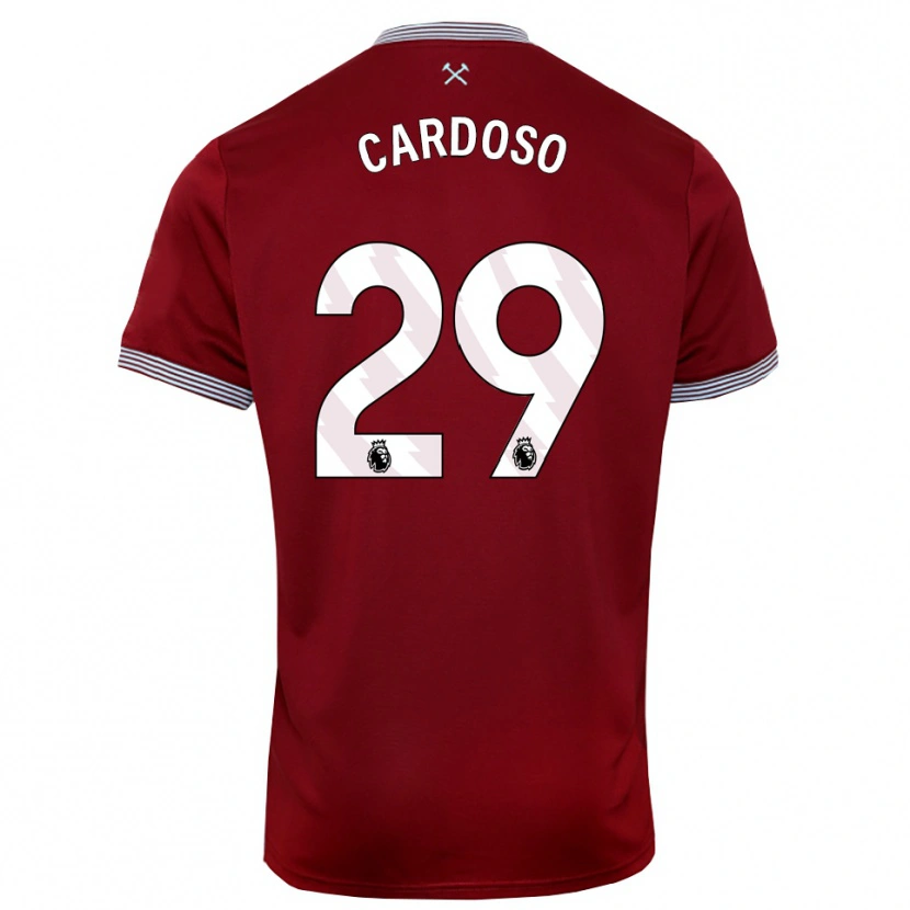 Danxen Kvinder Goncalo Cardoso #29 Bourgogne Hvid Hjemmebane Spillertrøjer 2025/26 Trøje T-Shirt