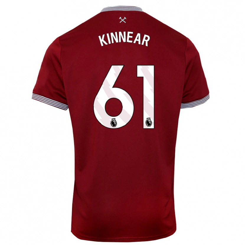 Danxen Kvinder Brian Kinnear #61 Bourgogne Hvid Hjemmebane Spillertrøjer 2025/26 Trøje T-Shirt