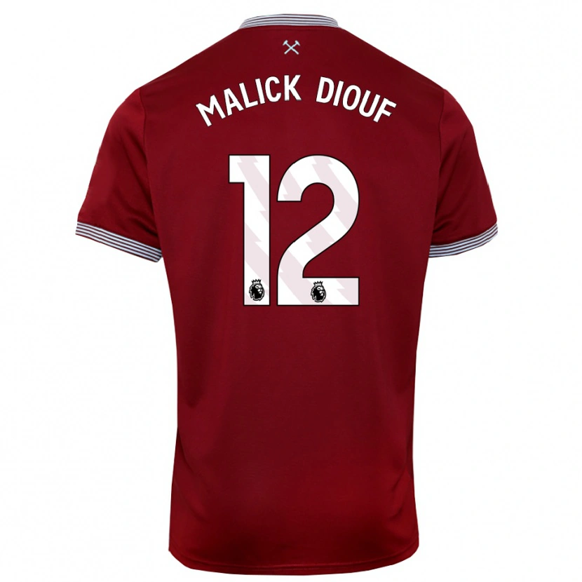 Danxen Kvinder El Hadji Malick Diouf #12 Bourgogne Hvid Hjemmebane Spillertrøjer 2025/26 Trøje T-Shirt