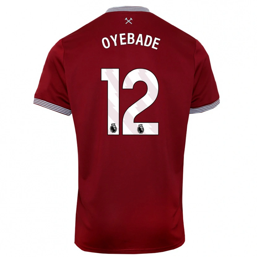 Danxen Kvinder Rayan Oyebade #12 Bourgogne Hvid Hjemmebane Spillertrøjer 2025/26 Trøje T-Shirt