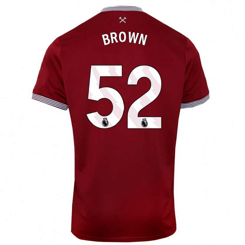 Danxen Kvinder Luis Brown #52 Bourgogne Hvid Hjemmebane Spillertrøjer 2025/26 Trøje T-Shirt