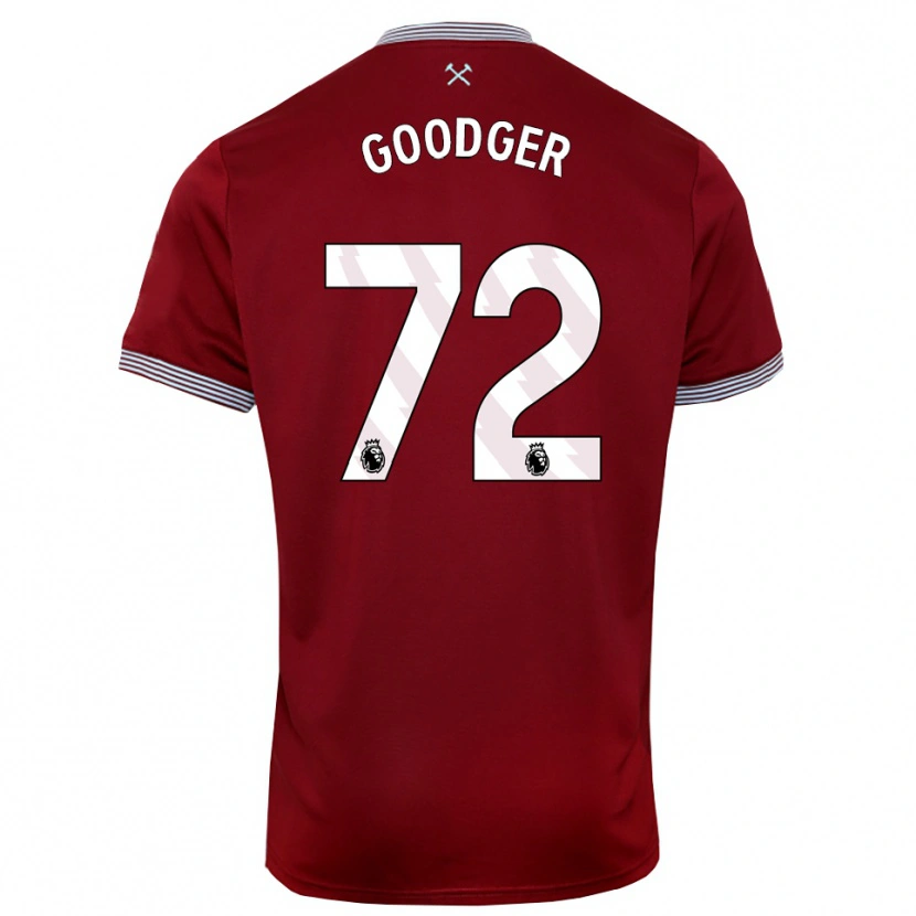 Danxen Kvinder Tommy Goodger #72 Bourgogne Hvid Hjemmebane Spillertrøjer 2025/26 Trøje T-Shirt