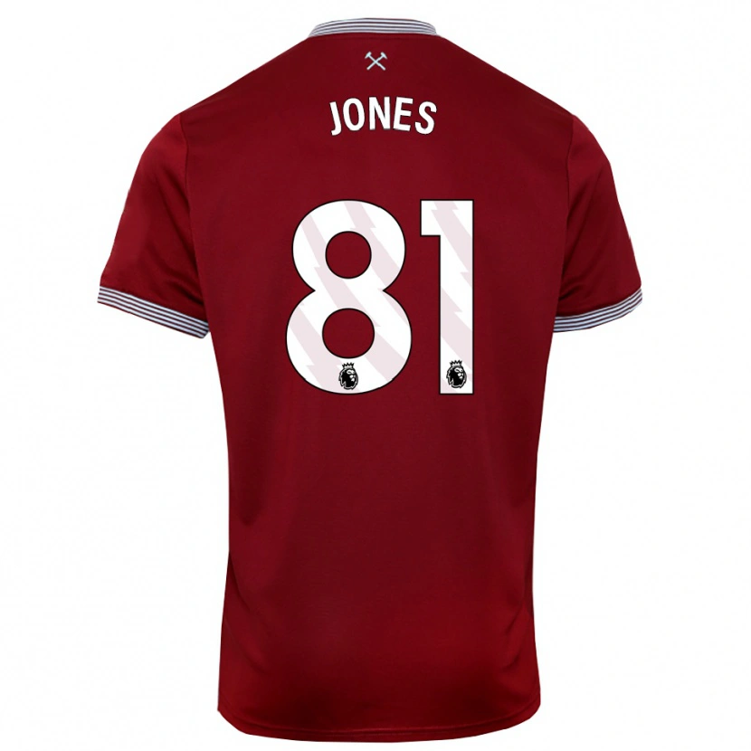 Danxen Kvinder Liam Jones #81 Bourgogne Hvid Hjemmebane Spillertrøjer 2025/26 Trøje T-Shirt