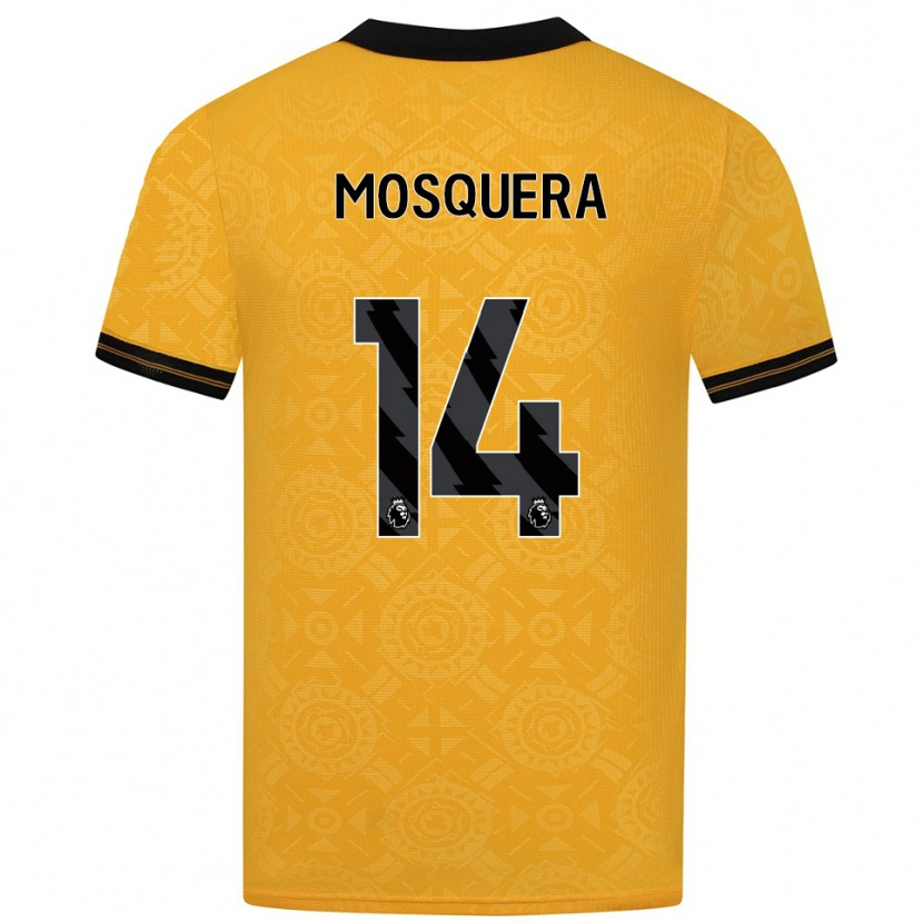 Danxen Kvinder Yerson Mosquera #14 Gul Sort Hjemmebane Spillertrøjer 2025/26 Trøje T-Shirt
