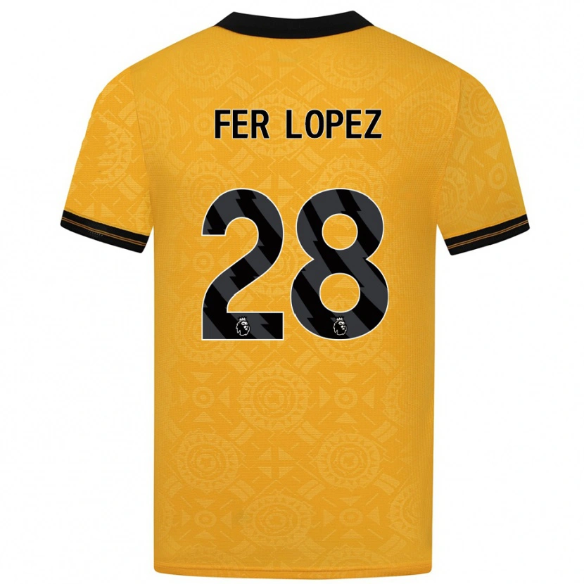 Danxen Kvinder Fer López #28 Gul Sort Hjemmebane Spillertrøjer 2025/26 Trøje T-Shirt